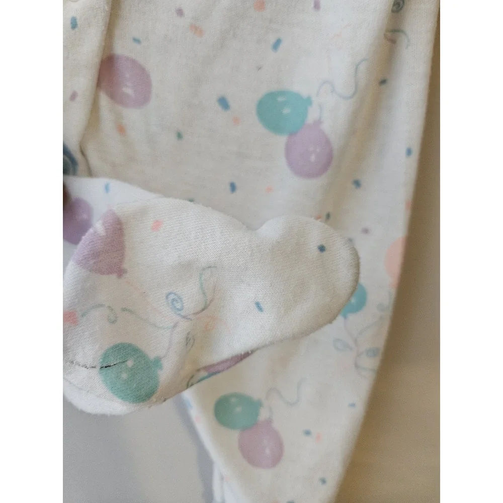 Vtg Carter's Baby Sleeper Small 11 lbs White Pastel‎ Balloon (0-3 M)